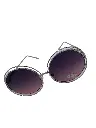 Grosse lunettes de soleil ronde - Argenté/Mauve