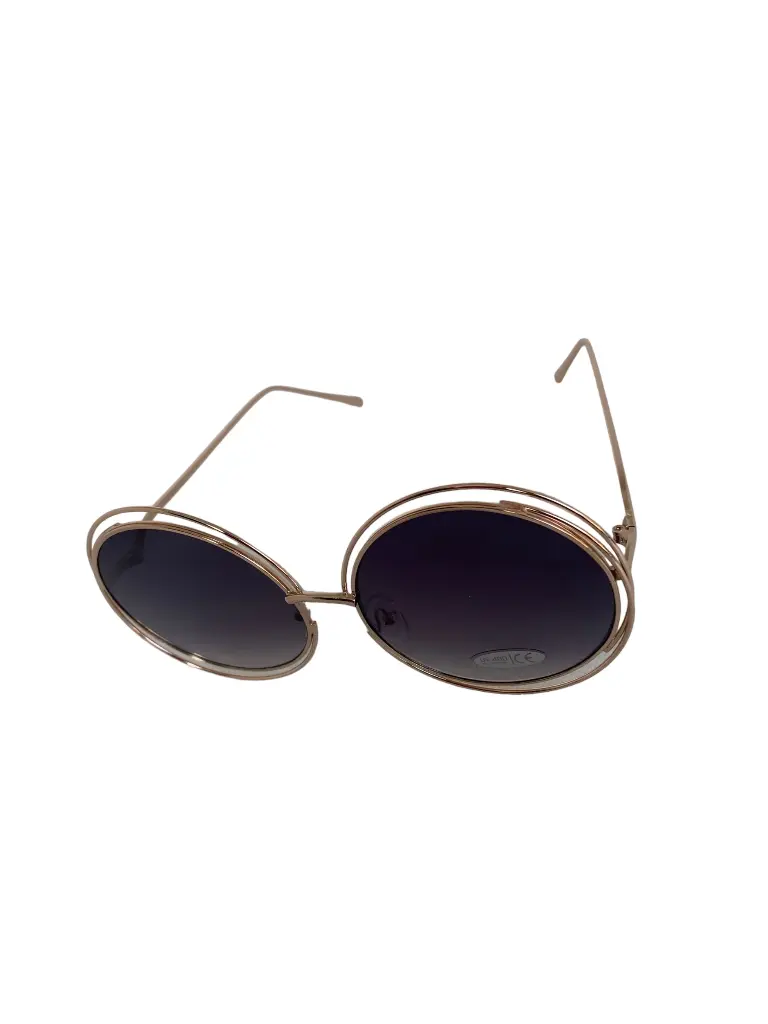 Grosse lunettes de soleil ronde - Doré/Noir