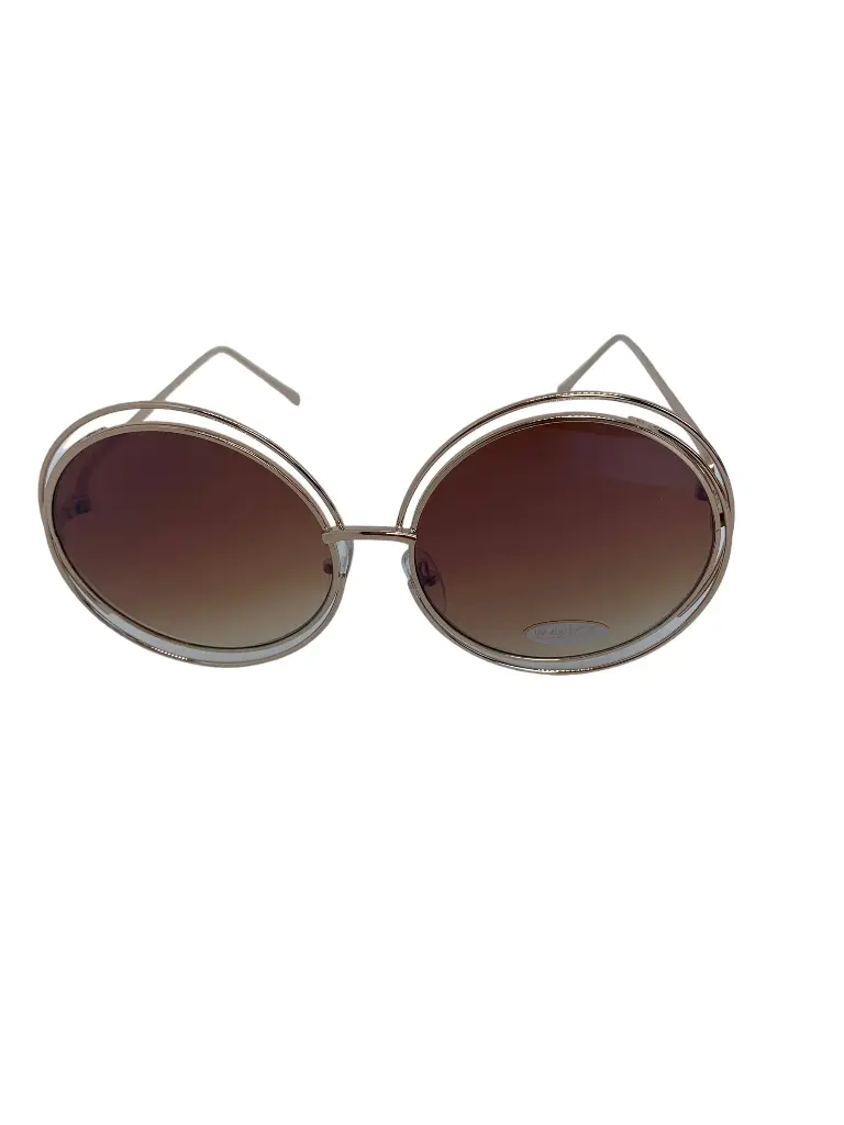 Grosse lunettes de soleil ronde - Rosé/Doré