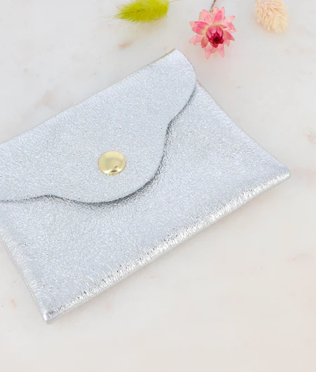 Pochette irrisé en cuir - Argenté