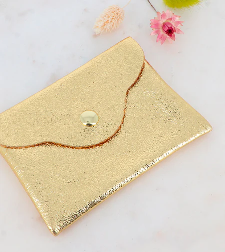 Pochette irrisé en cuir - Doré