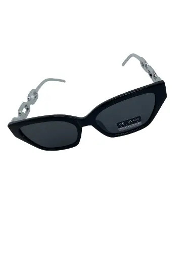 [LDS_CH_0001_BLK] Lunettes noir chaine argenté