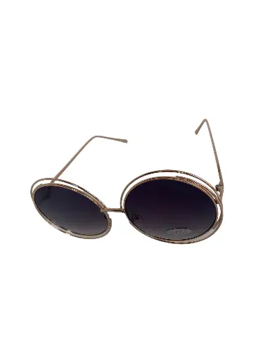 [LDS_RD_0001_DBL] Grosse lunettes de soleil ronde - Doré/Noir
