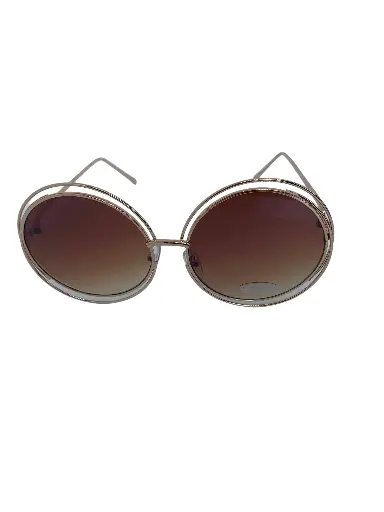 [LDS_RD_0001_ROD] Grosse lunettes de soleil ronde - Rosé/Doré